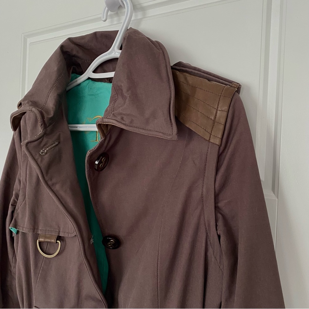 Mackage Brown Canvas & Leather Convertible Trench Coat / Vest - Picture 3 of 15